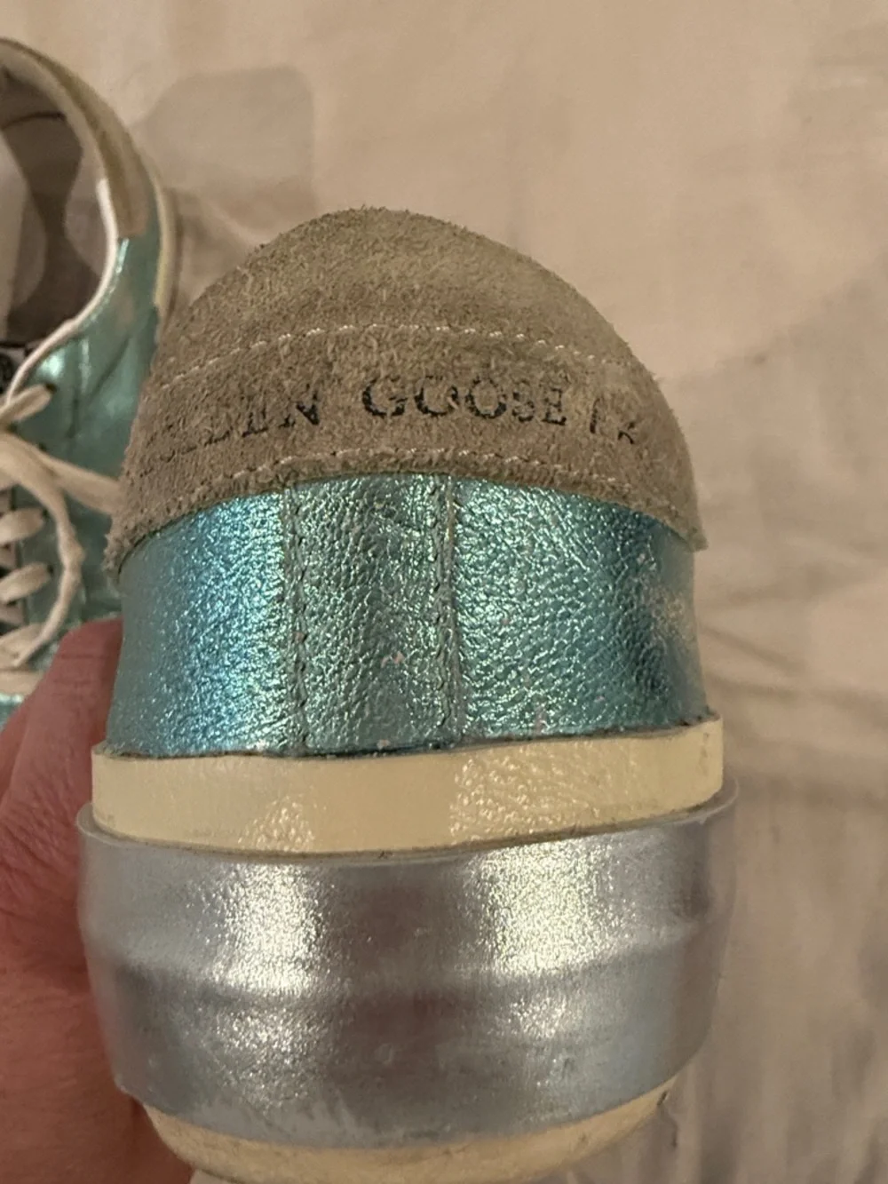 Golden Goose Metallic Teal Star Lace-Up Sneakers - Picture 8 of 12